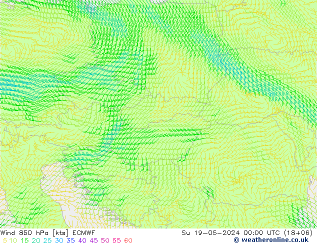 Wind 850 hPa ECMWF Ne 19.05.2024 00 UTC