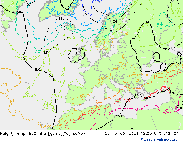 Z500/Rain (+SLP)/Z850 ECMWF So 19.05.2024 18 UTC