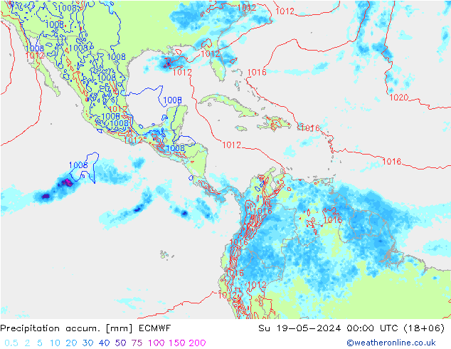 Precipitation accum. ECMWF  19.05.2024 00 UTC
