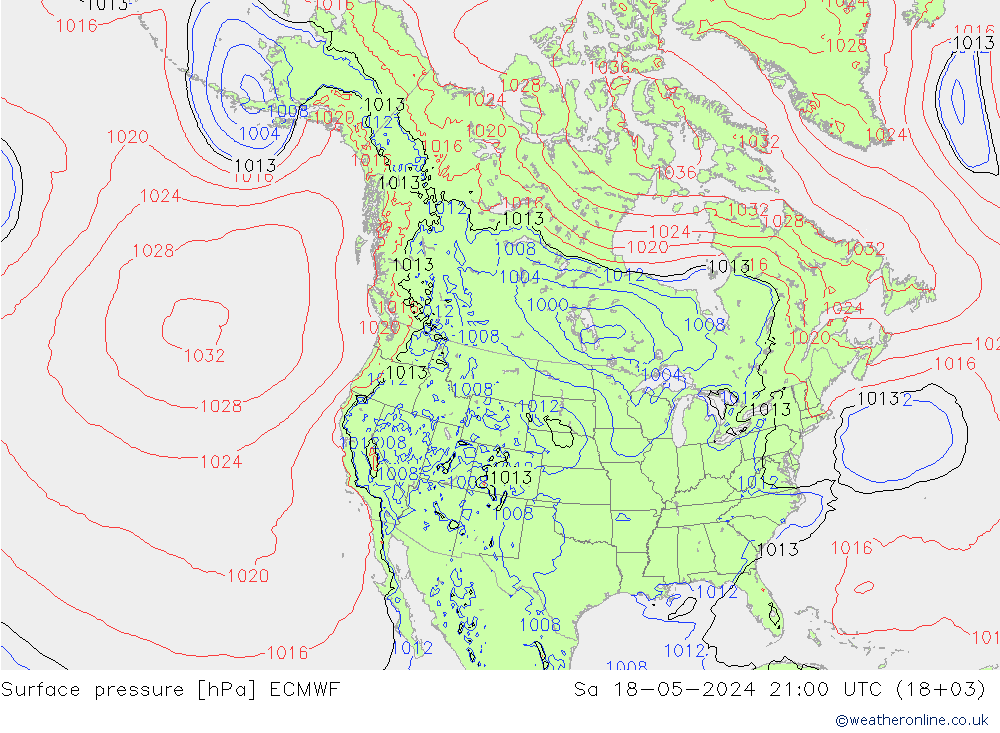 Surface pressure ECMWF Sa 18.05.2024 21 UTC