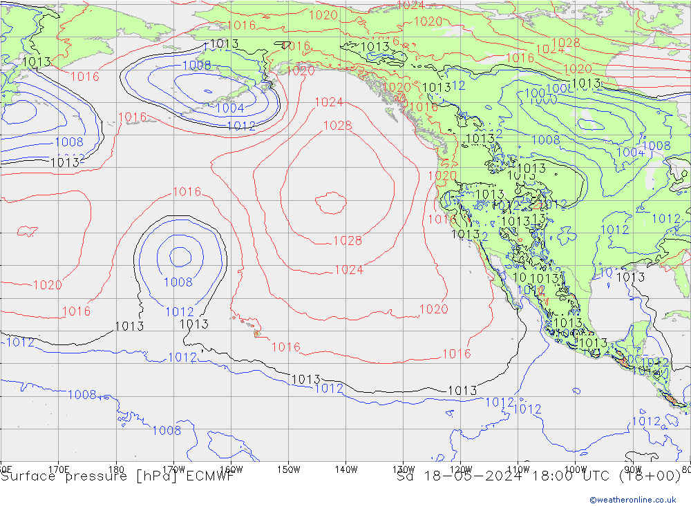 ciśnienie ECMWF so. 18.05.2024 18 UTC