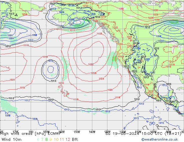 yüksek rüzgarlı alanlar ECMWF Paz 19.05.2024 15 UTC