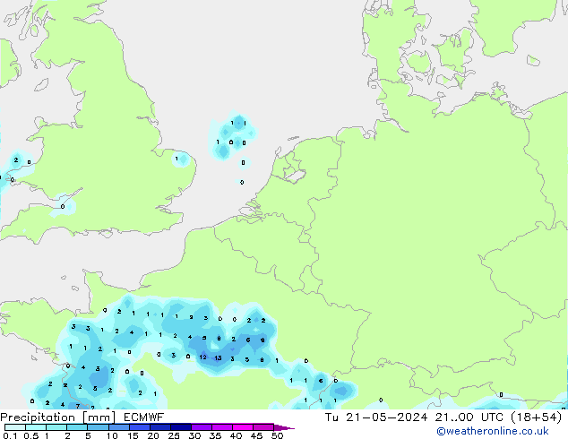 Niederschlag ECMWF Di 21.05.2024 00 UTC