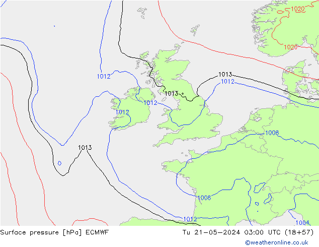 Surface pressure ECMWF Tu 21.05.2024 03 UTC
