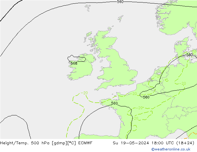 Z500/Rain (+SLP)/Z850 ECMWF  19.05.2024 18 UTC