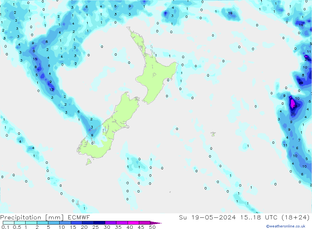 Precipitation ECMWF Su 19.05.2024 18 UTC