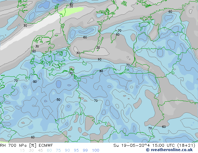 RH 700 hPa ECMWF Su 19.05.2024 15 UTC