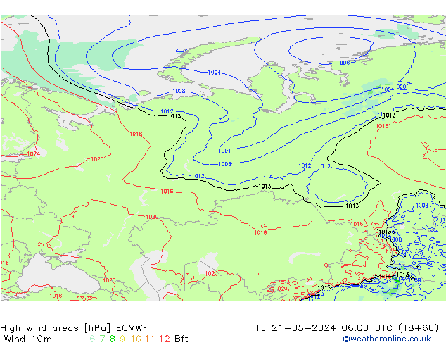 High wind areas ECMWF Ter 21.05.2024 06 UTC
