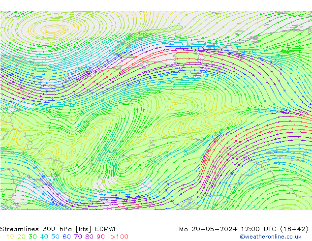 Rüzgar 300 hPa ECMWF Pzt 20.05.2024 12 UTC