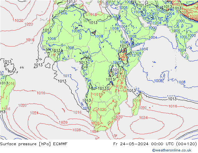 приземное давление ECMWF пт 24.05.2024 00 UTC