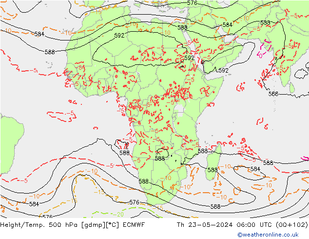 Z500/Rain (+SLP)/Z850 ECMWF czw. 23.05.2024 06 UTC