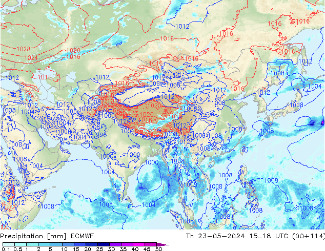 precipitação ECMWF Qui 23.05.2024 18 UTC