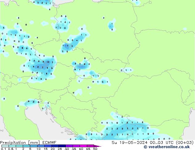 Precipitazione ECMWF dom 19.05.2024 03 UTC