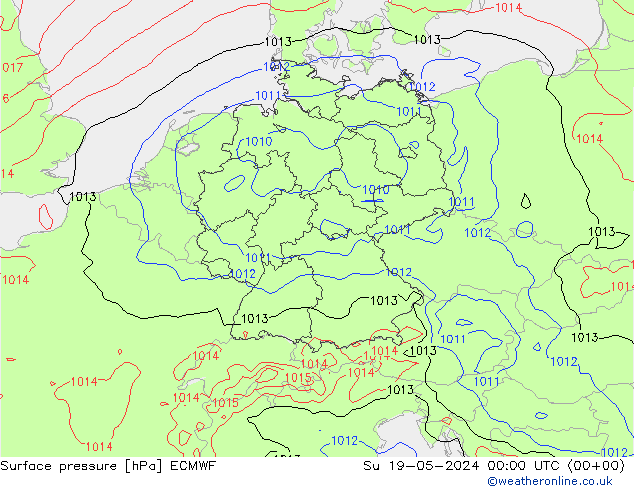 地面气压 ECMWF 星期日 19.05.2024 00 UTC
