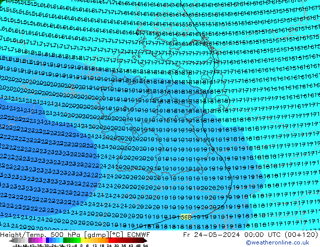 Yükseklik/Sıc. 500 hPa ECMWF Cu 24.05.2024 00 UTC