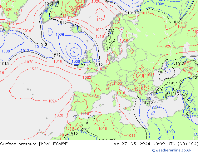Surface pressure ECMWF Mo 27.05.2024 00 UTC