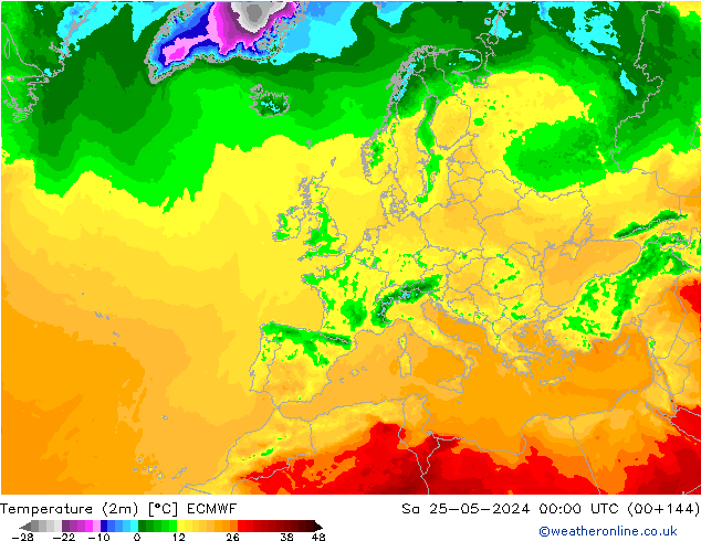 Sıcaklık Haritası (2m) ECMWF Cts 25.05.2024 00 UTC