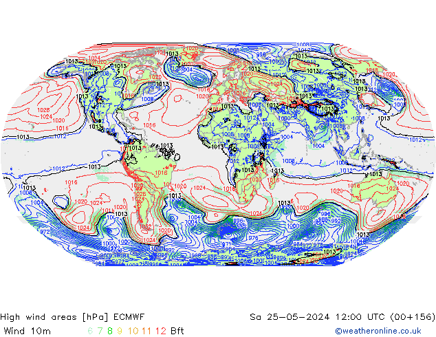 High wind areas ECMWF sam 25.05.2024 12 UTC