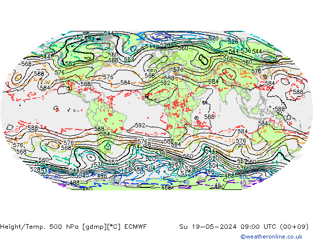 Yükseklik/Sıc. 500 hPa ECMWF Paz 19.05.2024 09 UTC