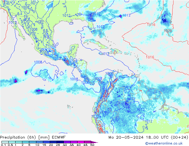 Precipitação (6h) ECMWF Seg 20.05.2024 00 UTC
