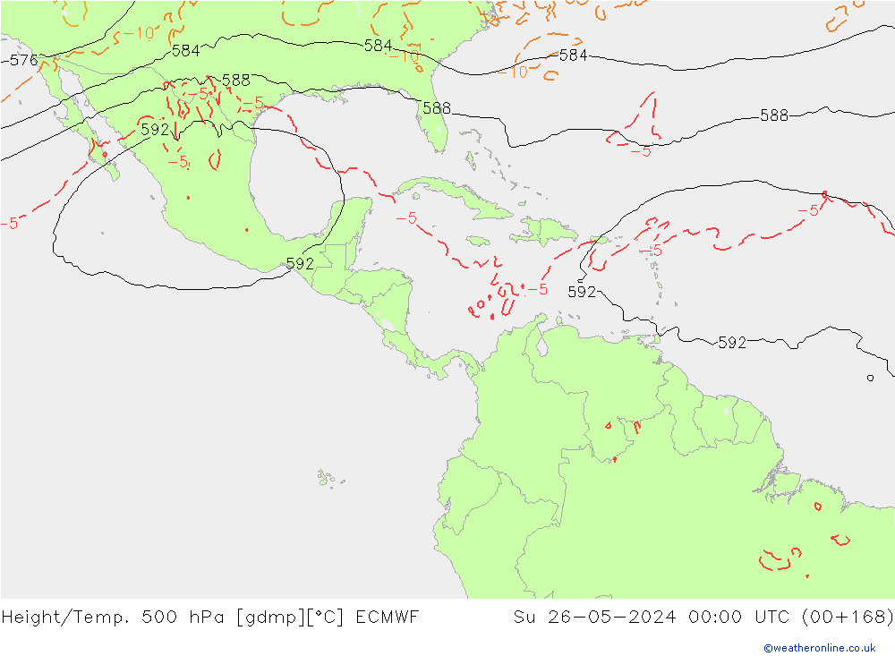 Height/Temp. 500 hPa ECMWF Su 26.05.2024 00 UTC