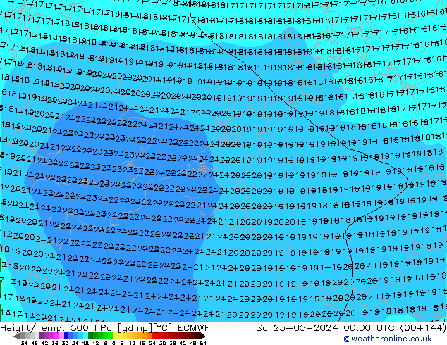 Z500/Rain (+SLP)/Z850 ECMWF Sa 25.05.2024 00 UTC