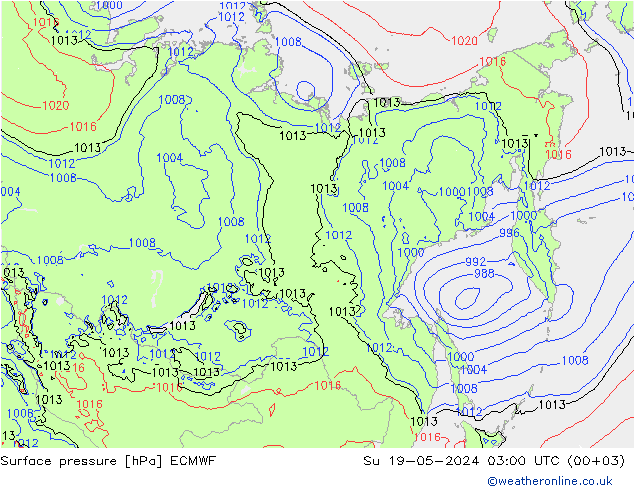 Surface pressure ECMWF Su 19.05.2024 03 UTC