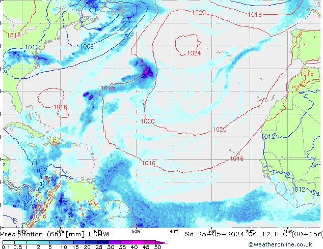 Prec 6h/Wind 10m/950 ECMWF Sa 25.05.2024 12 UTC
