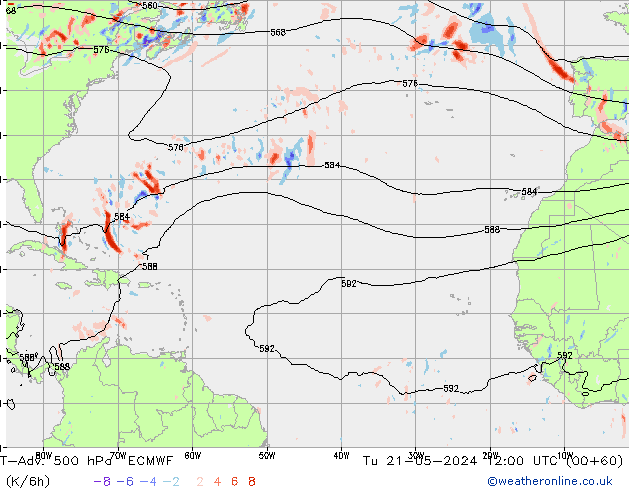 T-Adv. 500 hPa ECMWF Sa 21.05.2024 12 UTC