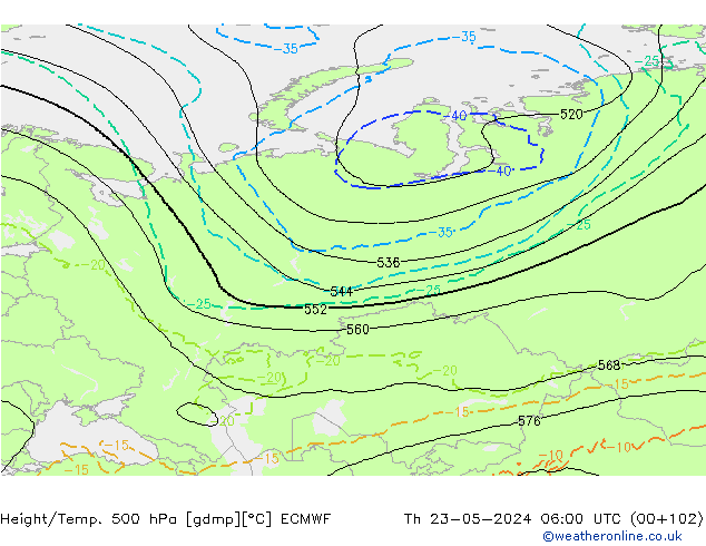 Z500/Yağmur (+YB)/Z850 ECMWF Per 23.05.2024 06 UTC