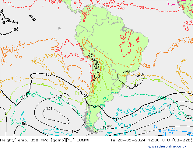 Z500/Yağmur (+YB)/Z850 ECMWF Sa 28.05.2024 12 UTC