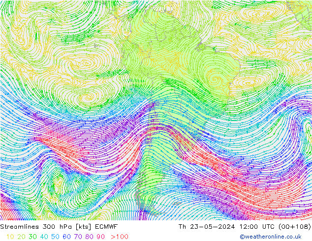 Rüzgar 300 hPa ECMWF Per 23.05.2024 12 UTC