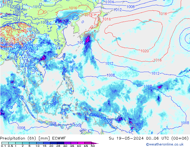 Z500/Rain (+SLP)/Z850 ECMWF Su 19.05.2024 06 UTC