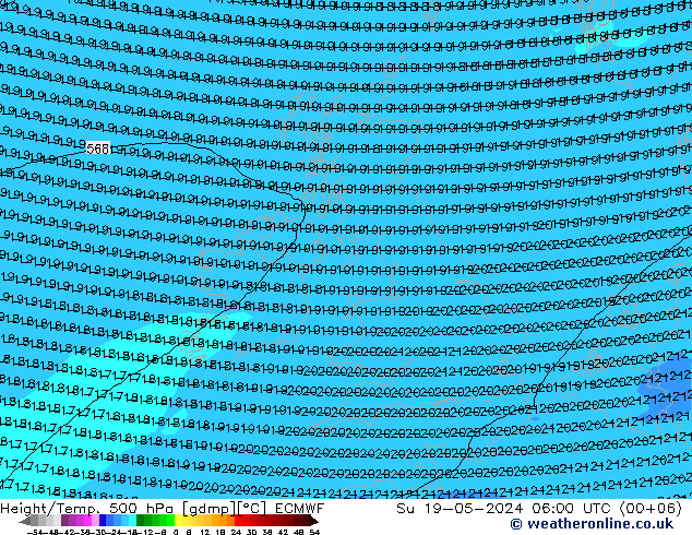 Z500/Rain (+SLP)/Z850 ECMWF So 19.05.2024 06 UTC