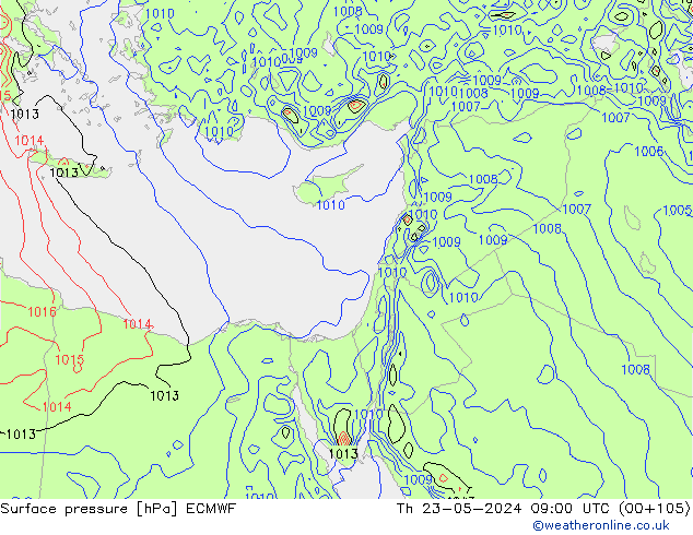 Pressione al suolo ECMWF gio 23.05.2024 09 UTC