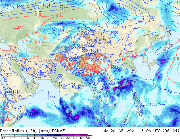 Precipitazione (12h) ECMWF lun 20.05.2024 06 UTC