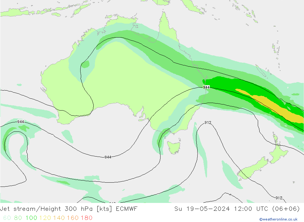 Jet stream/Height 300 hPa ECMWF Su 19.05.2024 12 UTC