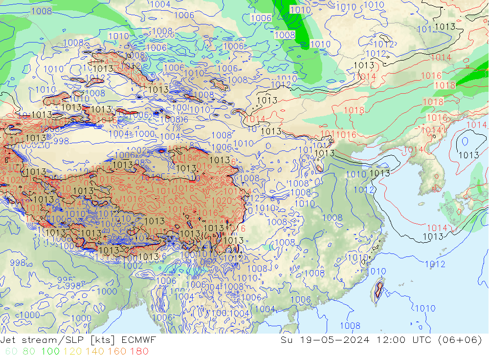 高速氣流/地面气压 ECMWF 星期日 19.05.2024 12 UTC