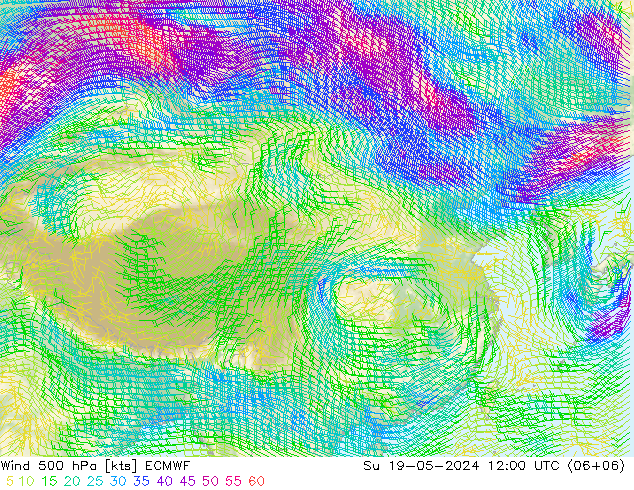 风 500 hPa ECMWF 星期日 19.05.2024 12 UTC