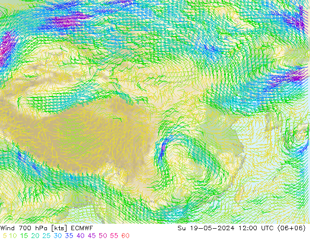 风 700 hPa ECMWF 星期日 19.05.2024 12 UTC