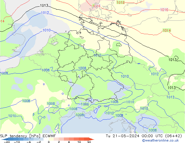 Drucktendenz ECMWF Di 21.05.2024 00 UTC