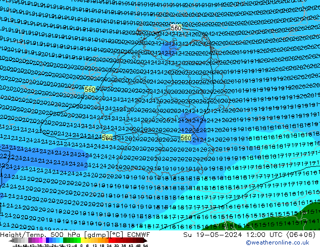 Z500/Rain (+SLP)/Z850 ECMWF So 19.05.2024 12 UTC
