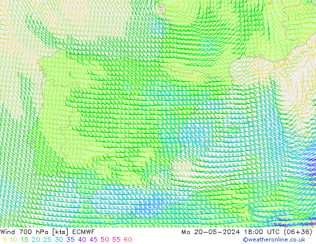 Wind 700 hPa ECMWF Mo 20.05.2024 18 UTC