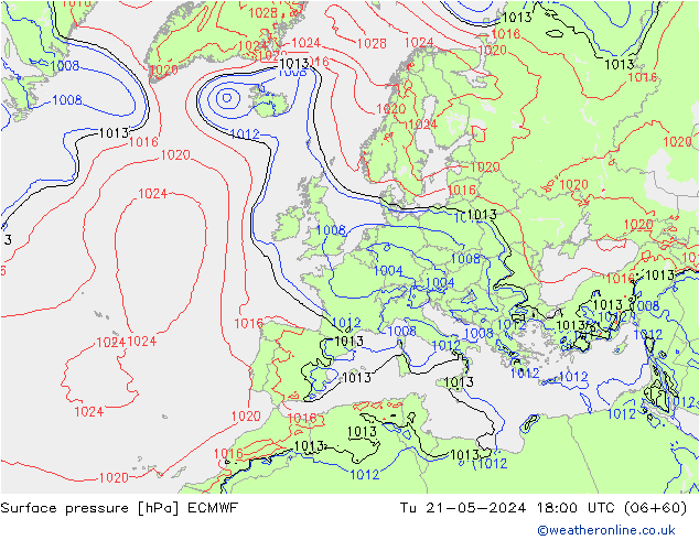 Yer basıncı ECMWF Sa 21.05.2024 18 UTC