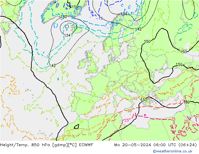 Z500/Rain (+SLP)/Z850 ECMWF 星期一 20.05.2024 06 UTC