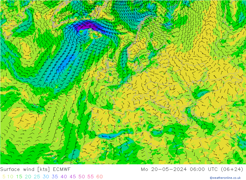 Bodenwind ECMWF Mo 20.05.2024 06 UTC