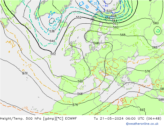 Z500/Rain (+SLP)/Z850 ECMWF mar 21.05.2024 06 UTC