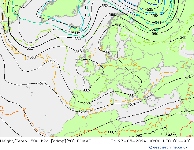 Height/Temp. 500 hPa ECMWF 星期四 23.05.2024 00 UTC
