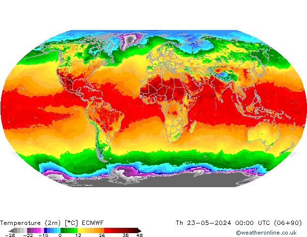 Temperaturkarte (2m) ECMWF Do 23.05.2024 00 UTC