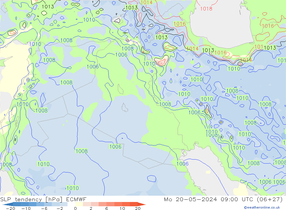 SLP tendency ECMWF Mo 20.05.2024 09 UTC